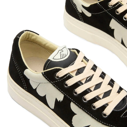 Dellow Shroom Hands Black canvas low with flowers print