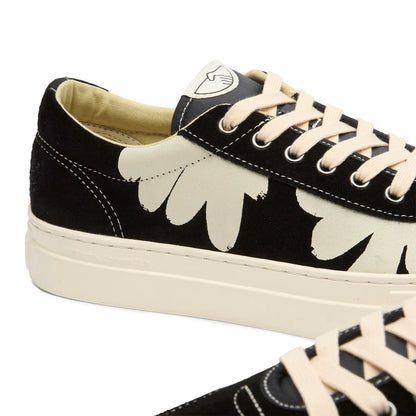 Dellow Shroom Hands Black canvas low with flowers print